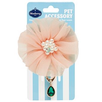 Blueberry Pet Flower & Green Teardrop Charm Dog Collar Accessory Set