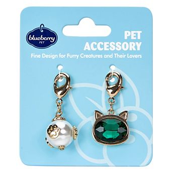 Blueberry Pet Pearl & Kitty Charm Cat Collar Accessory Set