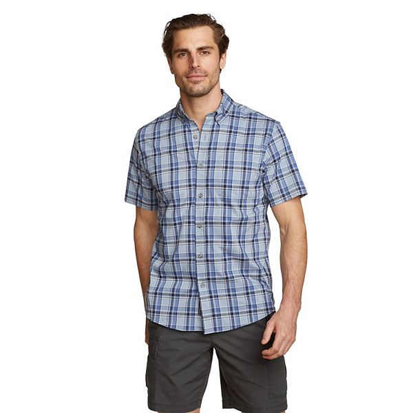 Men's Eddie Bauer UPF 50 Voyager Short Sleeve Button-Down Shirt - Blue Smoke (XXL)