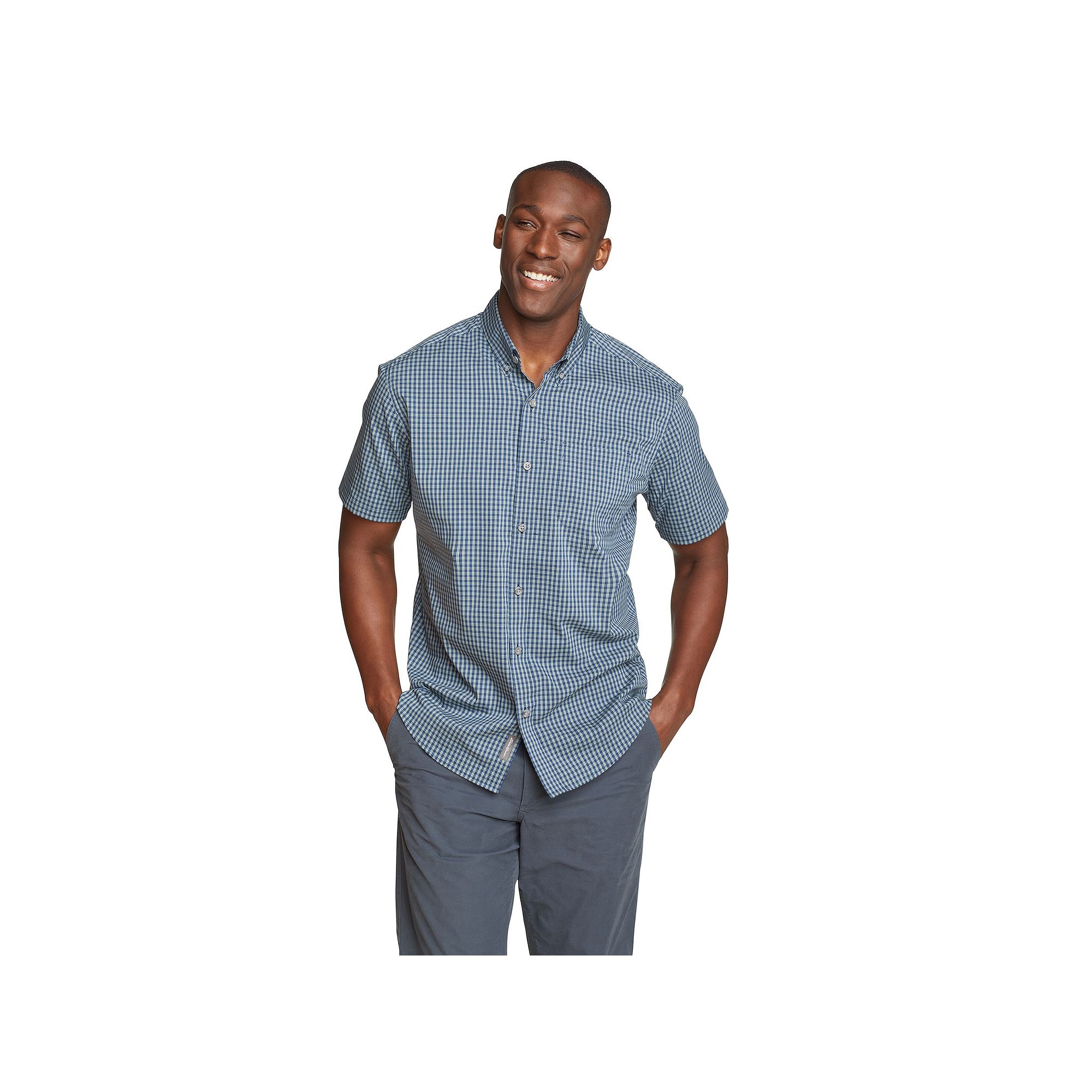 Mens Eddie Bauer UPF 50 Voyager Short Sleeve Button-Down Shirt, Size: Smal