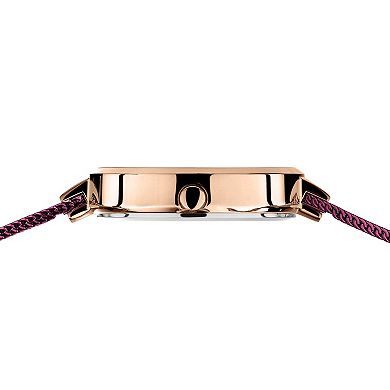 BERING Women's Ultra Slim Purple Stainless Milanese Bracelet Watch