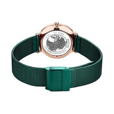 BERING Women's Ultra Slim Racing Green Stainless Milanese Bracelet Watch