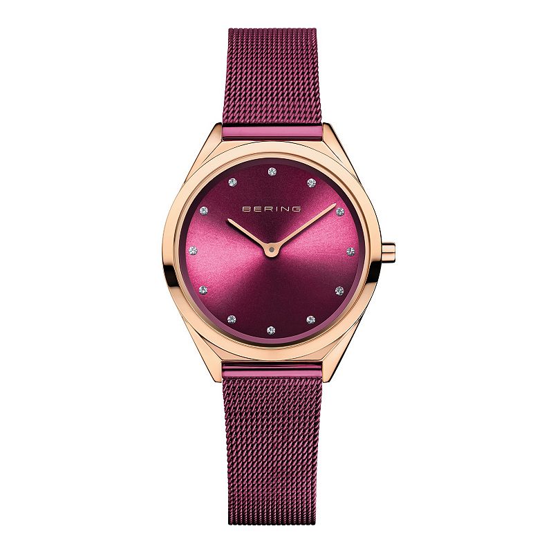 BERING Womens Solar Purple Milanese Bracelet Solar Watch, Size: Medium