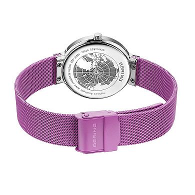 BERING Women's Classic Pink Aurora Borealis Dial Milanese Bracelet Watch