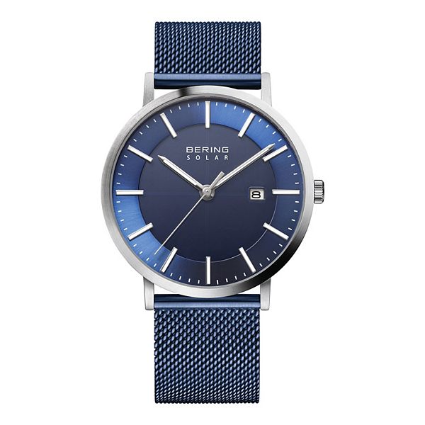BERING Men's Stainless Steel Blue Milanese Bracelet Solar Watch