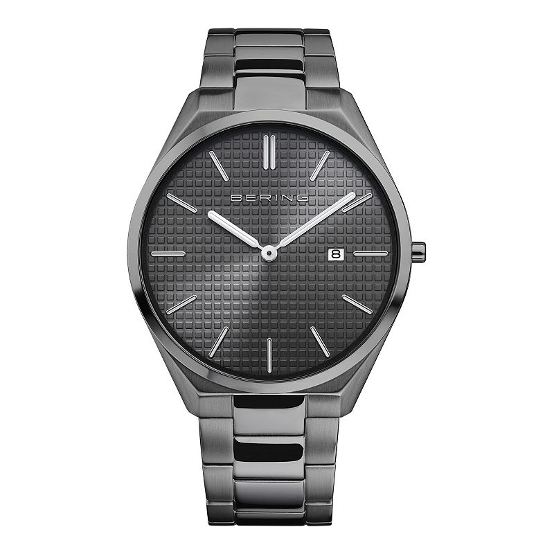 BERING Mens Ultra Slim Brushed Stainless Steel Bracelet Watch, Size: Large