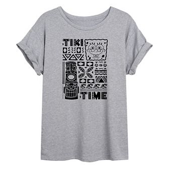 Junior's Nickelodeon SpongeBob SquarePants Tiki Time Oversize Tee