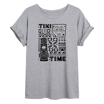 Junior's Nickelodeon SpongeBob SquarePants Tiki Time Oversize Tee