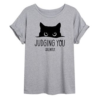 Junior's Judging You Cat Oversize Tee