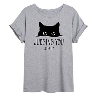 Junior's Judging You Cat Oversize Tee