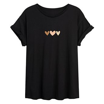 Junior's Small Hearts Oversize Tee