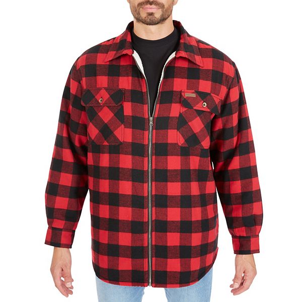 Men's Smith's Workwear Zip-Front Sherpa-Lined Flannel Shirt Jacket