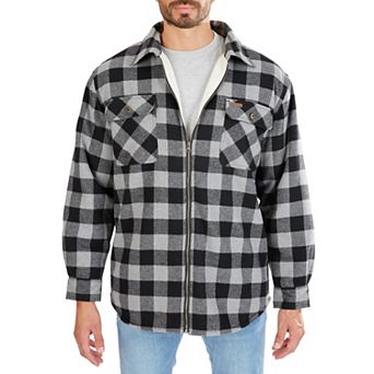 Men's Smith's Workwear Zip-Front Sherpa-Lined Flannel Shirt Jacket