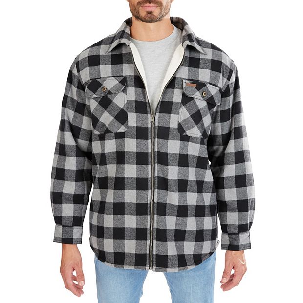 トップス KAJA CHECK FLANNEL SHIRT JACKET OVY Men's Smith's Workwear Zip-Front Sherpa-Lined Flannel Shirt Jacket