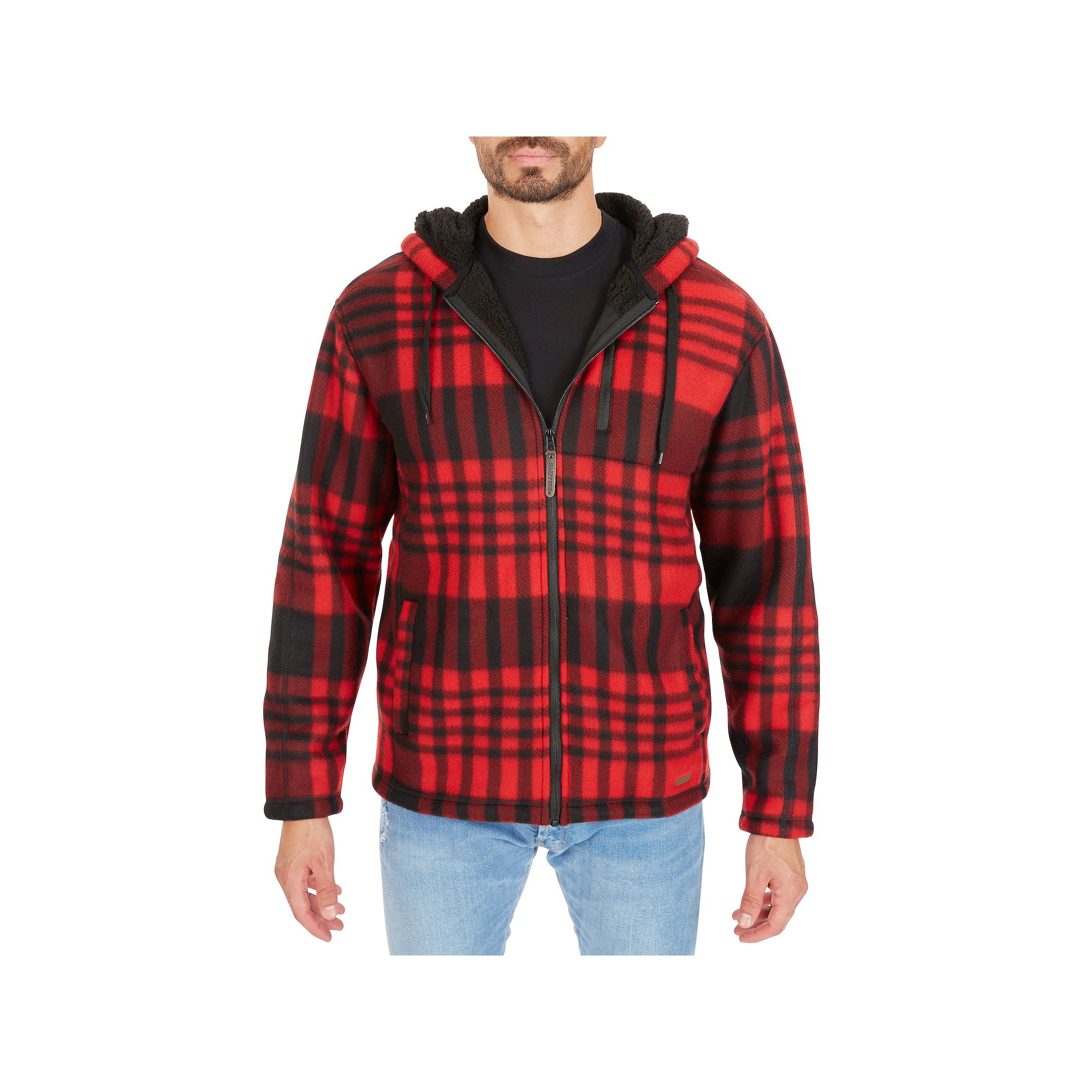 Mens Smiths Workwear Butter-Sherpa Lined Plaid Hooded Jacket, Size: Mediu