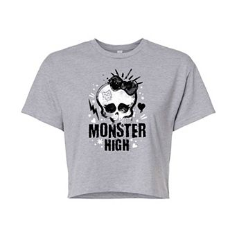 Juniors' Monster High Skull & Logo Cropped Tee