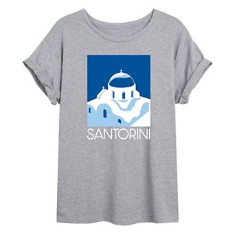 Juniors' Santorini Oversized Graphic Tee