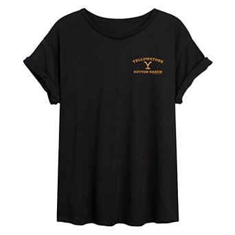 Juniors' Yellowstone Small Pocket "Y" Logo Oversized Tee