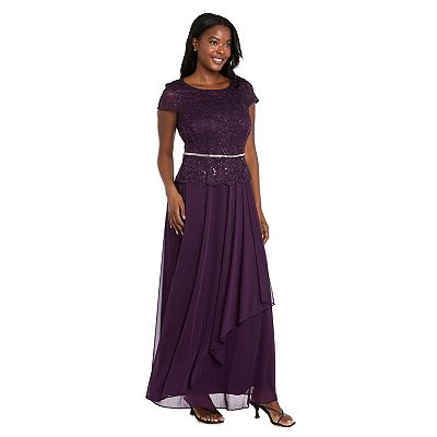 R & M Richards Women's Scallop Lace Wrap Dress, 8