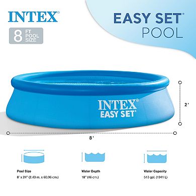 Intex 28106EH 8 X 2 Foot Easy Set Inflatable Circular Vinyl Swimming Pool, Blue