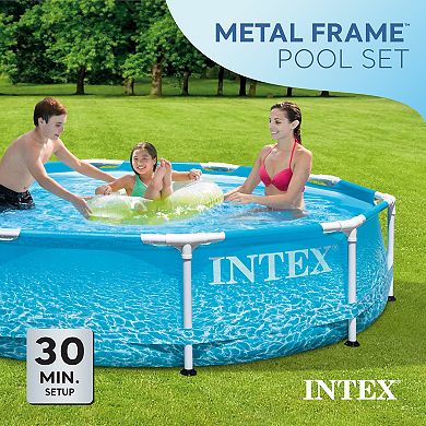 Intex 28207EH 10' x 30" Steel Metal Frame Beachside Swimming Pool w/ Filter Pump