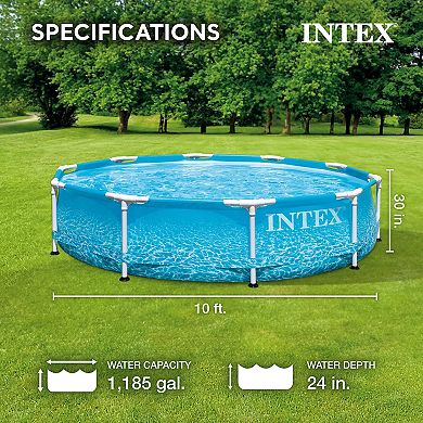 Intex 28207EH 10' x 30" Steel Metal Frame Beachside Swimming Pool w/ Filter Pump