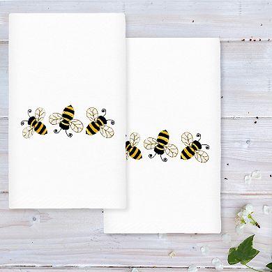 Linum Home Textiles Bee Dance Embroidered Luxury Turkish Cotton Hand Towels 2-pack Set