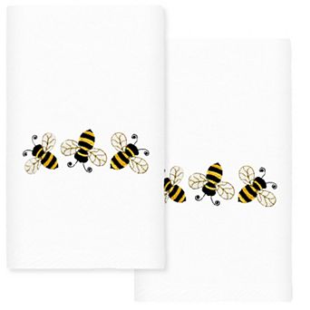 Linum Home Textiles Bee Dance Embroidered Luxury Turkish Cotton Hand Towels 2-pack Set