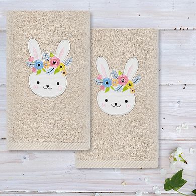 Linum Home Textiles Flower Crown Embroidered Luxury Turkish Cotton Hand Towels 2-pack Set