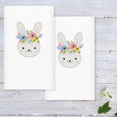 Linum Home Textiles Flower Crown Embroidered Luxury Turkish Cotton Hand Towels 2-pack Set