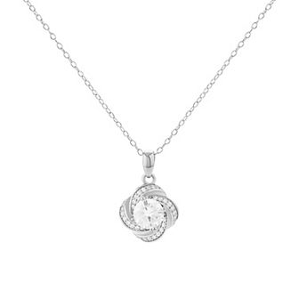 PRIMROSE Sterling Silver Cubic Zirconia Love Knot Pendant Necklace