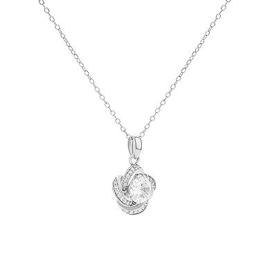 PRIMROSE Sterling Silver Cubic Zirconia Love Knot Pendant Necklace