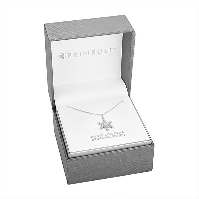 PRIMROSE Sterling Silver Cubic Zirconia Snowflake Pendant Necklace
