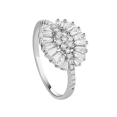 PRIMROSE Sterling Silver Cubic Zirconia Flower Ring