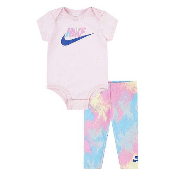 Baby Girl Nike Bodysuit & Tie-Dye Leggings Set