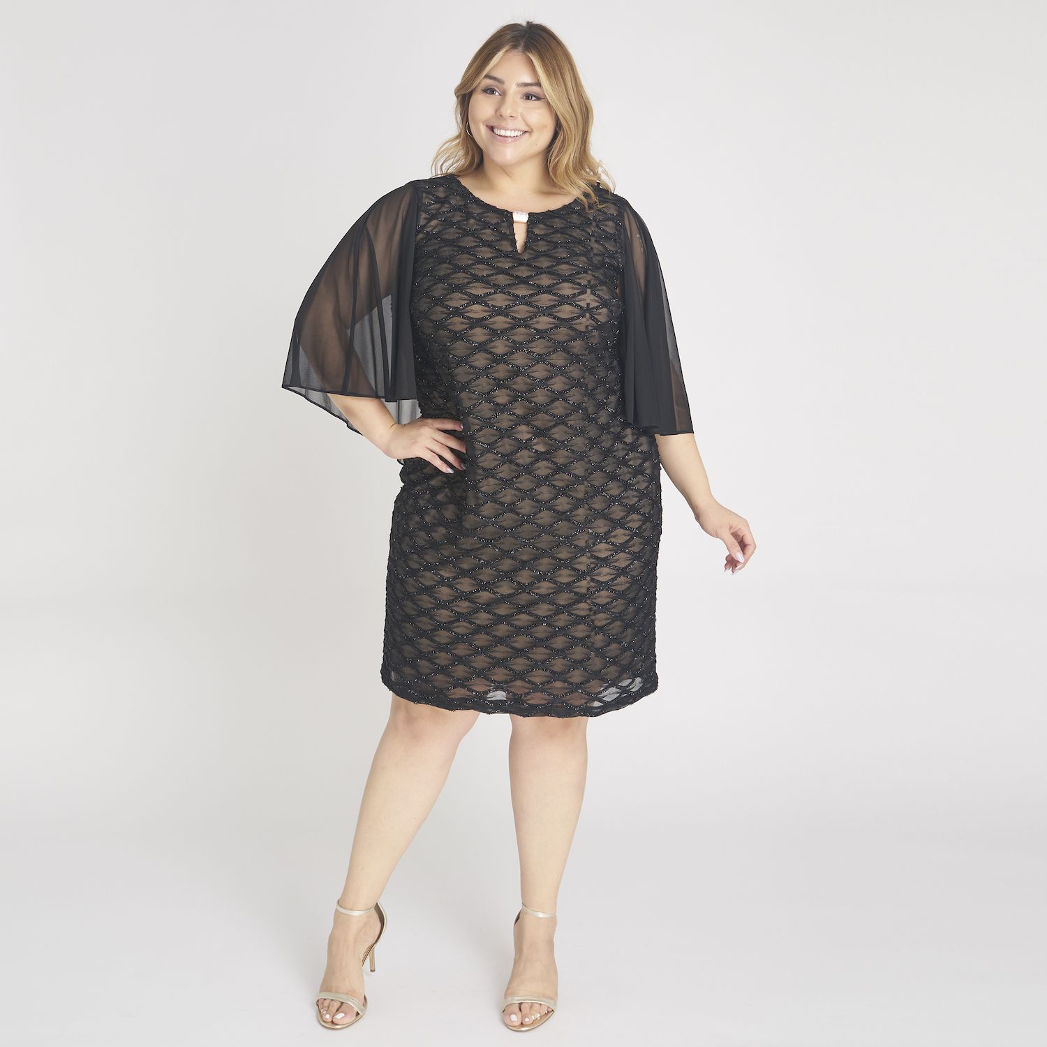 plus size mesh overlay dress