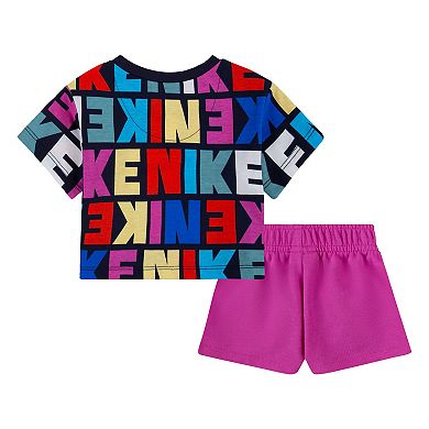 Baby & Toddler Girl Nike Word Print Tee & Shorts Set