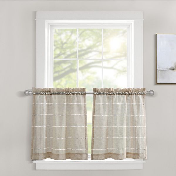 Lush Decor Farmhouse Textured Sheer Kitchen Two-Tier 2 Window Curtain ...