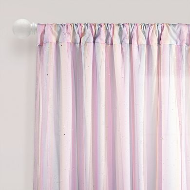 Lush Decor Rainbow Sheer Rod Pocket Single Window Curtain Panel