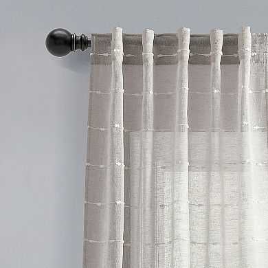 Lush Decor Farmhouse Textured Rod Pocket Sheer Window Curtain Panel Set