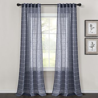 Lush Decor Farmhouse Textured Rod Pocket Sheer Window Curtain Panel Set