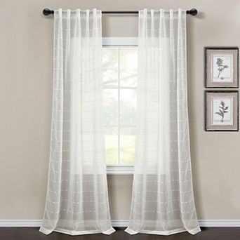 Lush Decor Farmhouse Textured Rod Pocket Sheer Window Curtain Panel Set