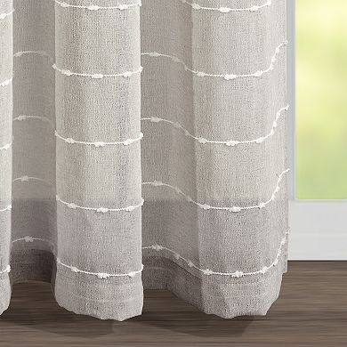 Lush Decor Farmhouse Textured Grommet Sheer Window Curtain Panel