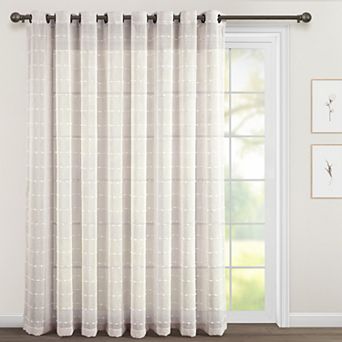 Lush Decor Farmhouse Textured Grommet Sheer Window Curtain Panel