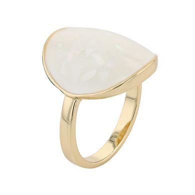 City Luxe Mother Of Pearl & Gold Oval Ring