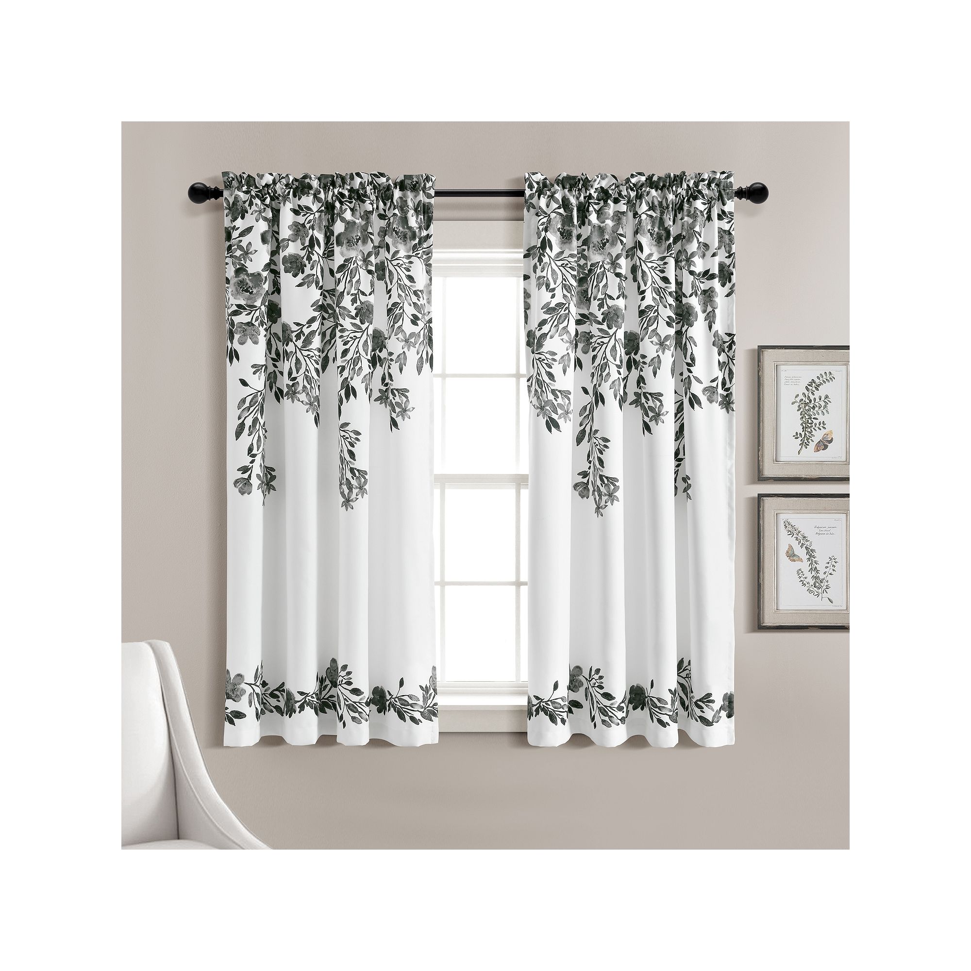 Lush Decor 2-Piece Tanisha Light Filtering Window Curtain Panel Set, Black