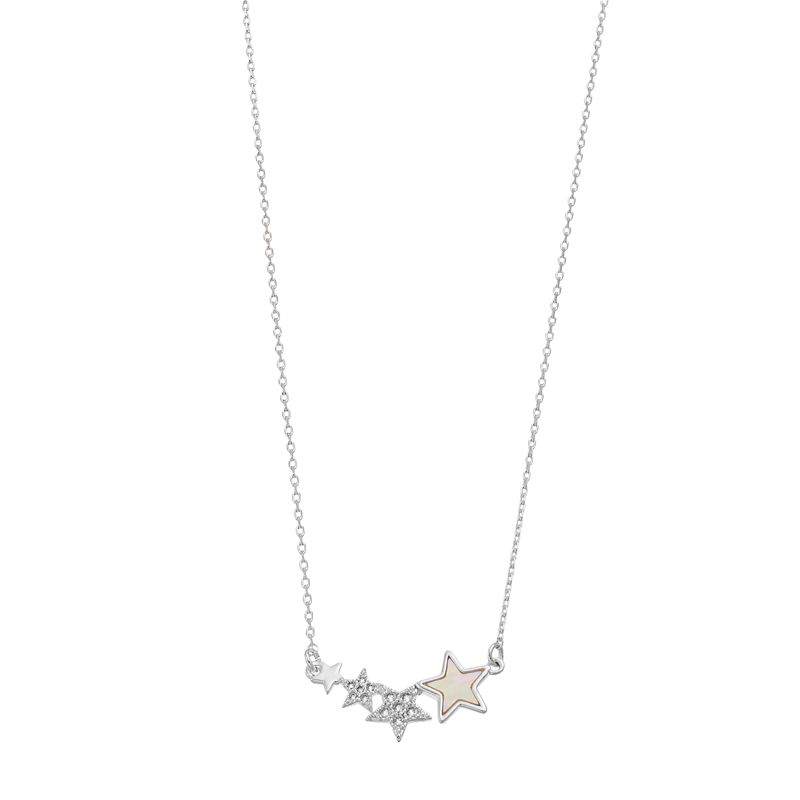 City Luxe Mother of Pearl & Clear Cubic Zirconia Shooting Stars Necklace, W