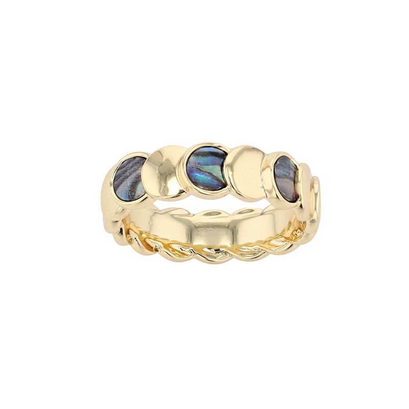 City Luxe Abalone & Gold Band Moon Phases Ring, Womens, Size: 8, Multicolo