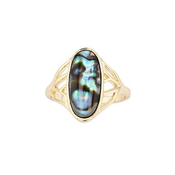 City Luxe Brass & Abalone Large Oval Ring