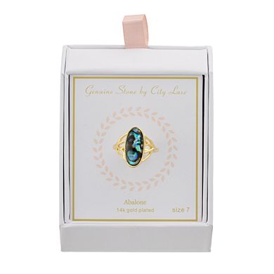 City Luxe Brass & Abalone Large Oval Ring